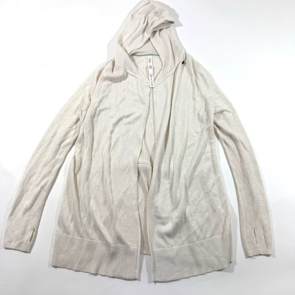 Lululemon Peace Of Mind Wrap Heathered White Hooded Cardigan - Picture 1 of 6